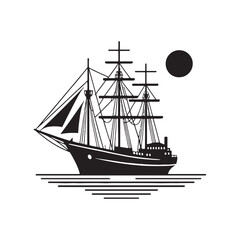 Aquatic Odyssey: Ship Silhouette Collection Embarking on an Epic Visual Odyssey Across Maritime Scenes - Ocean Freight Illustration - Sea Vector - Ship Illustration
