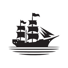 Sailing Shadows: A Symphony of Boat Silhouettes Evoking the Mystique of Seafaring Adventures - Transportation Silhouette - Ship Vector - Yacht Silhouette
