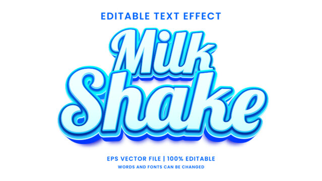Milk shake 3d editable text effect