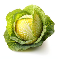 Obraz premium a cabbage with yellow and green leaves on white background