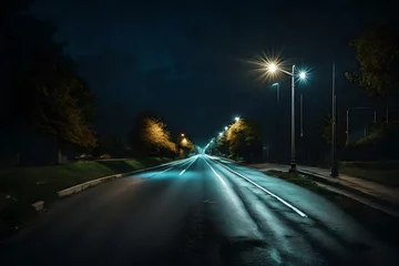 Raamstickers night traffic on the highway © awais