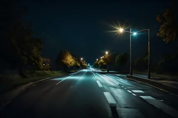 Tuinposter night traffic on the highway © awais