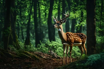 Zelfklevend Fotobehang deer in the forest © awais