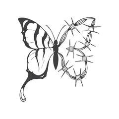 Vector butterfly with barbed wire
