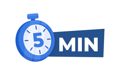 5 Minute Countdown Timer Icon Blue Stopwatch for Time Management and Productivity Concept