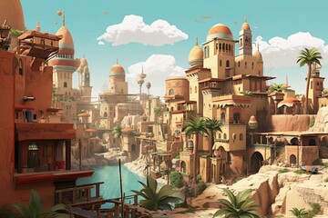 Illustration of a travel destination in Egypt's city of Mendes. Generative AI