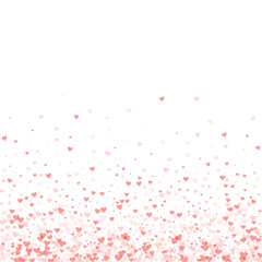 Red hearts scattered on white background.