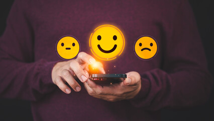 Customer review satisfaction feedback survey concept. Member rate their service experience on...