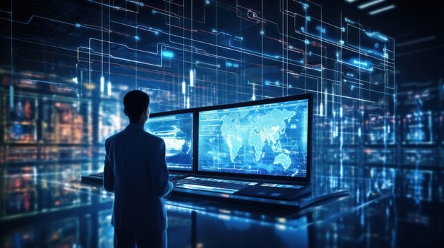 Big data connection technology, can be used for display or montage your products, technology, businessman, digital, business, innovative, computer, tech, networking