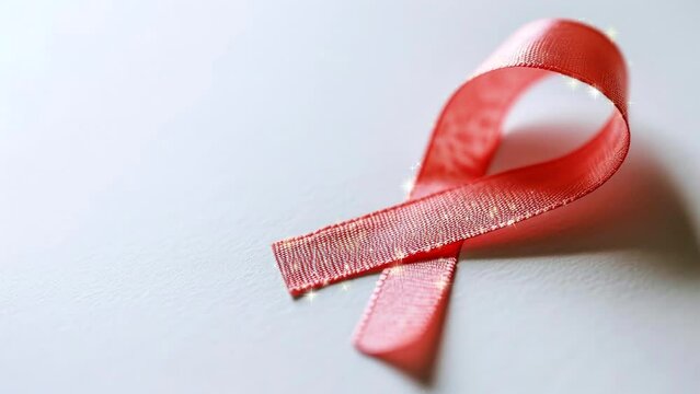 Ribbon of Hope: A close-up view of a pink ribbon, a universally recognized symbol of hope and awareness, representing the fight against breast cancer, conveying messages of solidarity, support.