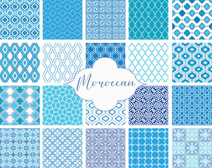 Oriental seamless Moroccan vector patterns set. Arabic geometric ornament for background. Mediterranean tile ornament