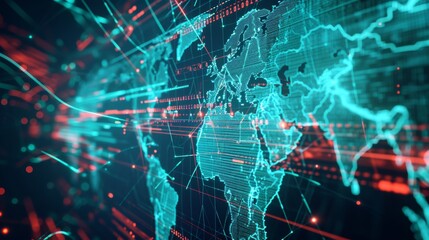 Obraz premium innovative cyber map, emphasizing global data networks and connectivity