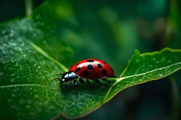 Fototapeta premium ladybug on leaf