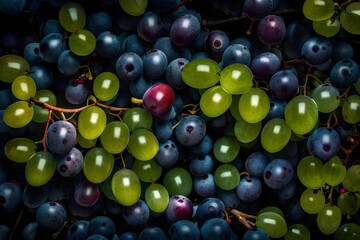 grapes on a black background