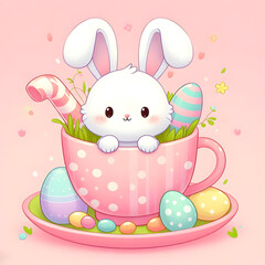 Easter Rabbit in mug illustration