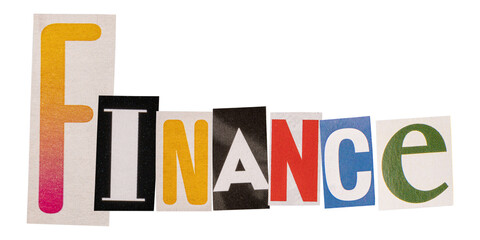 The word finance made from cutout letters