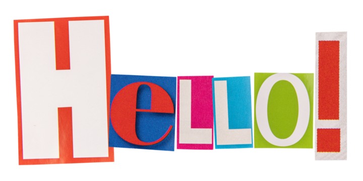 The word hello made from cutout letters