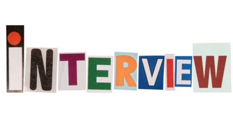 The word interview made from cutout letters