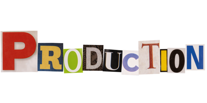 The word production made from cutout letters