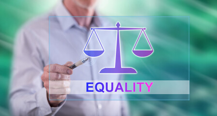Man touching an equality concept