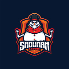 Snowman Mascot Esport Logo Design Illustration For Gaming Club