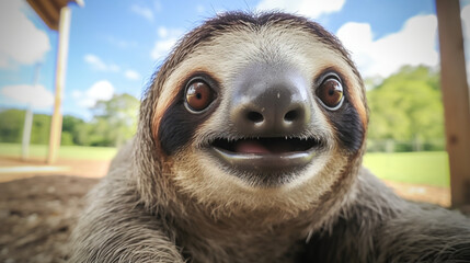close up of a sloth