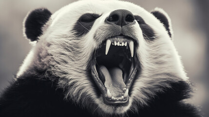 Panda yawning - obrazy, fototapety, plakaty