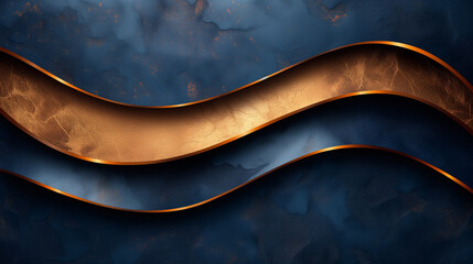 Golden Waves on a Midnight Blue Ocean: A Dynamic and Textured Abstract Design