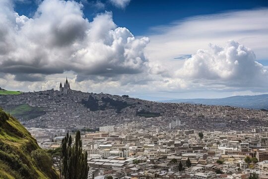 Beautiful cityscape of Quito, Ecuador. Generative AI