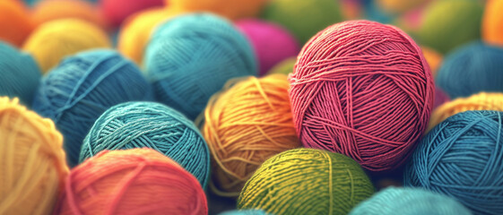 A colorful array of yarn balls, a cozy palette for creative knitting projects