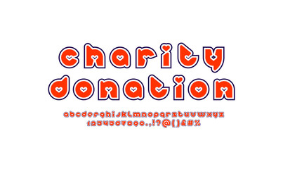 Alphabet font with hearts, celebration letters and numbers set in outlines style, vector illustration 10EPS.