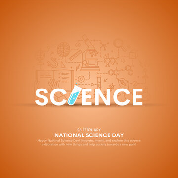National Science Day is celebrated on 28th February. Vector illustration of banner, header, poster for Scientific laboratory in flat line style