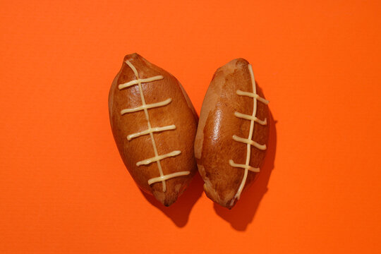 Buns in the shape of rugby balls