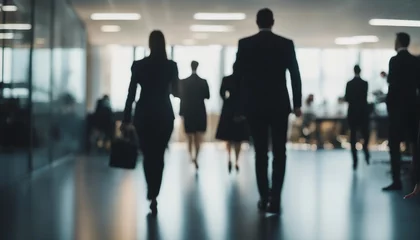 Foto op Plexiglas business workplace with people in walking in blurred motion in modern office space © Anna
