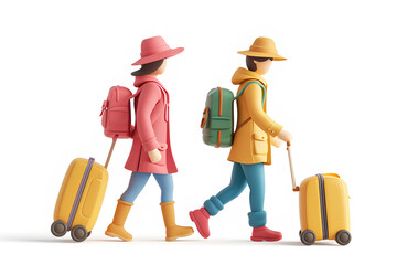 仲良く歩く旅行中のカップル-1