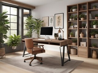 A cozy home office with modern technology and a comfortable workspace.