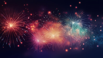 Obraz premium Beautiful creative holiday background with fireworks and sparkles
