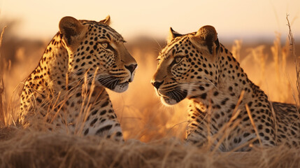 cheetah in the savannah - obrazy, fototapety, plakaty