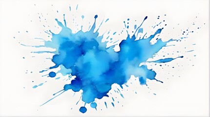 blue ink splashes on white - obrazy, fototapety, plakaty