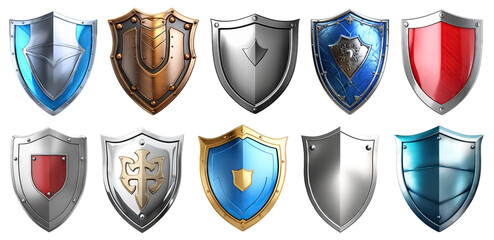 Set of shields cut out. Protect and security concept