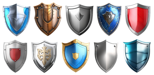 Set of shields cut out. Protect and security concept