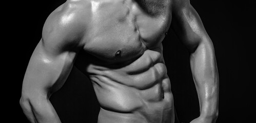 Muscular sexy body. Muscular sexy man. Naked shape body, strong man. Athletic man posing shirtless....
