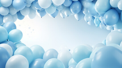 Celebration party banner with Blue color balloons background. Grand Opening Card luxury greeting rich. frame template.