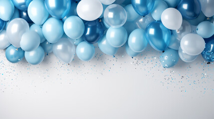 Celebration party banner with Blue color balloons background. Grand Opening Card luxury greeting rich. frame template.