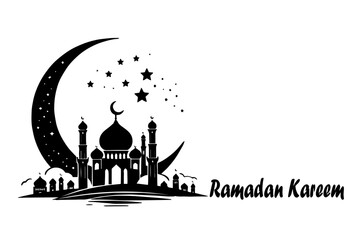 black and white islamic greeting card. ramadan kareem