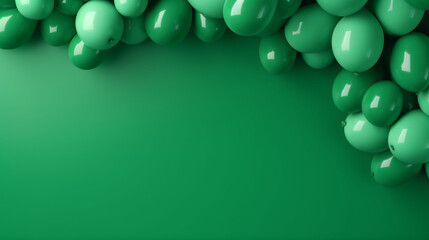 oster with Shiny Green Balloons on color Background with Square Frame.
