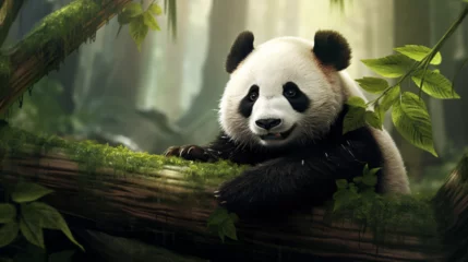 Fotobehang panda eating bamboo © Mahwish Murad Khan