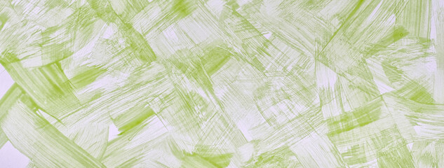 Abstract art background light green and white colors. Watercolor painting on canvas with strokes...