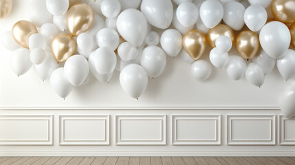Fototapeta na wymiar Background balloons. Template Banner with a clean sheet of paper. Realistic celebration design balloon.