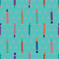 Pencil icon seamless pattern. School pattern background. Stock vector. 